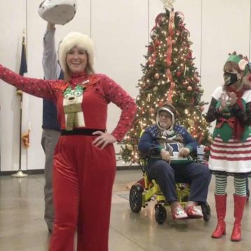Conroe Noon Lions members celebrate Christmas at the club’s last meeting of 2020