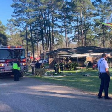 The Conroe Fire Department respond to a structure fire in the Lake Conroe Village Subdivision.