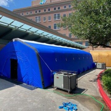 TENTS SET UP AT ST. LUKES FOR OVERFLOW