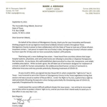 MCTX Judge Keough sent Abbott a letter ‘urging him to consider taking action to ensure’ Texas Right to Try Act is followed in regard to Ivermectin