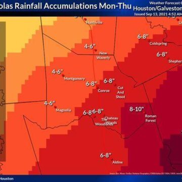 Tropical Storm Nicholas Rainfall Accumulations Monday – Thursday