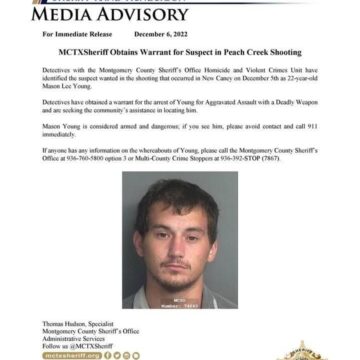 MCTXSheriff Obtains Warrant for Suspect in Peach Creek Shooting