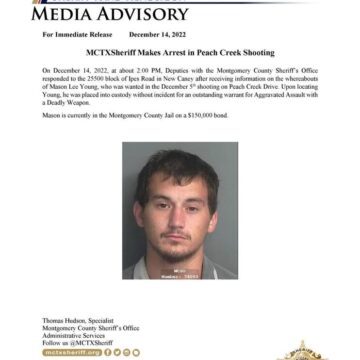 MCTXSheriff Makes Arrest in Peach Creek Shooting