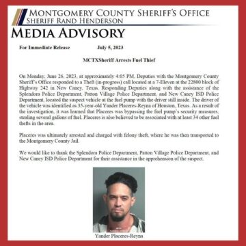 MCTXSheriff Arrests Fuel Thief