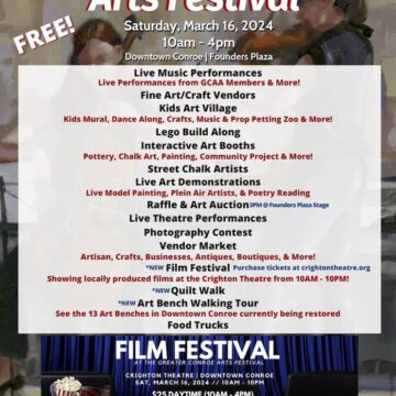Greater Conroe Arts Festival to feature Film Festival on March 16 in Downtown Conroe