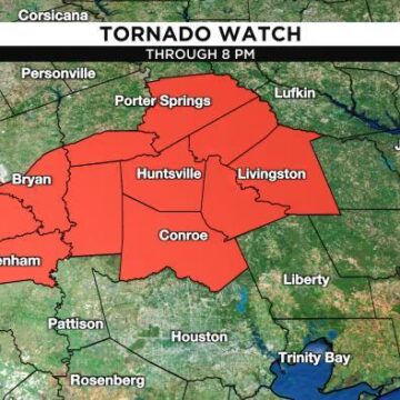 Heads up! A tornado WATCH until 8 p.m. for areas north of Houston