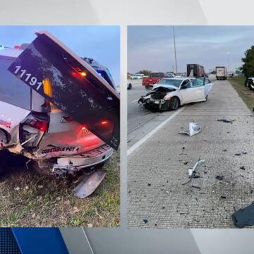 Precinct 4 patrol vehicle struck on Hardy Toll Road near FM 1960