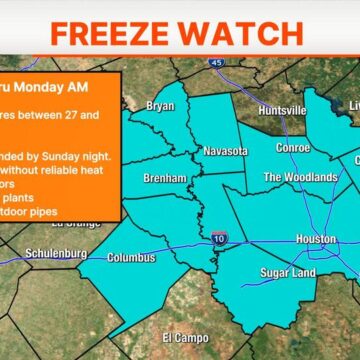 Freeze Watch issued for SE Texas as first freeze of season looms