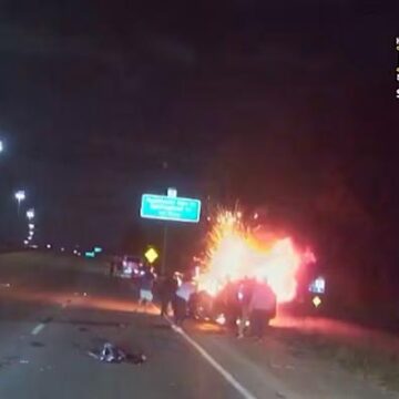 VIDEO: Man pulled from burning SUV on Tomball Parkway after deadly wrong-way crash